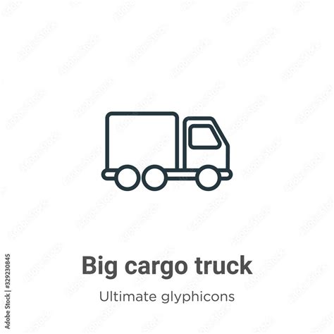 Big Cargo Truck Outline Vector Icon Thin Line Black Big Cargo Truck