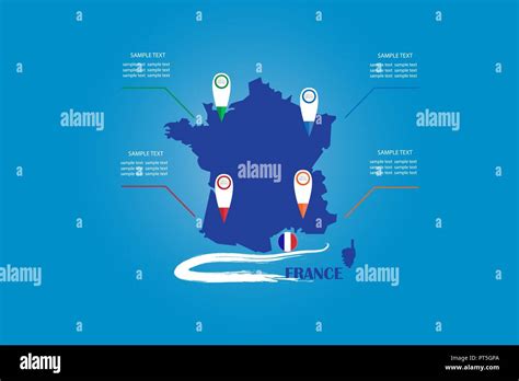 Infographic Of The Blind Map And Circle Flag Of France With Labels And
