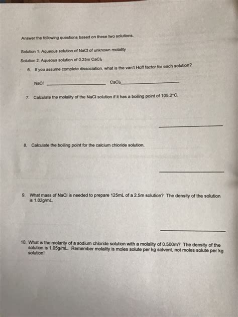 Solved Experiment Colligative Properties Introduction A Chegg