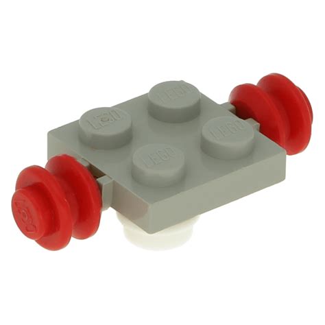 Lego Einzelteil C Light Gray Plate Modified X With Wheels