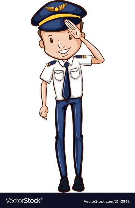 A sketch of a happy pilot Royalty Free Vector Image