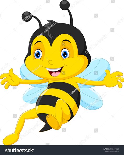 Cute Honey Bee Cartoon Flying Stock Illustration 1181259025 Shutterstock