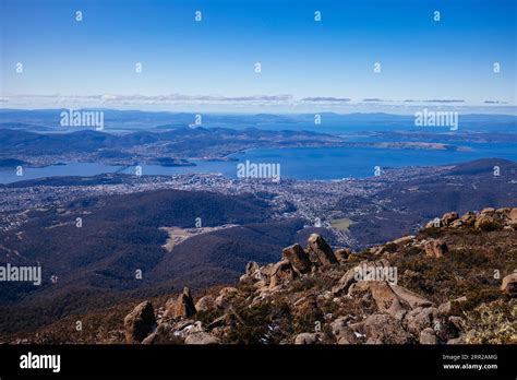 The Iconic View From The Summit Of Mt Wellington On A Cold Spring