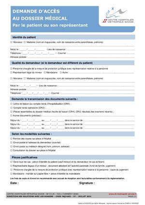 Calam O Mq V Formulaire De Demande D Acc S Au Dossier