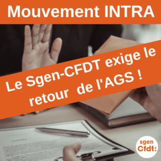 Mouvement Intra D Le Sgen Cfdt Demande Le Retour De L Ags Dans Le