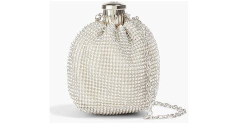 Rotate Birger Christensen Crystal Embellished Chainmail Clutch In White