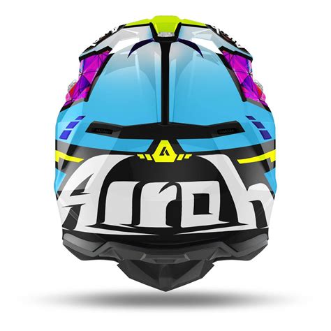 Kask cross AIROH WRAAP DIAMOND GLOSS niebieski fioletowy różowy żółty