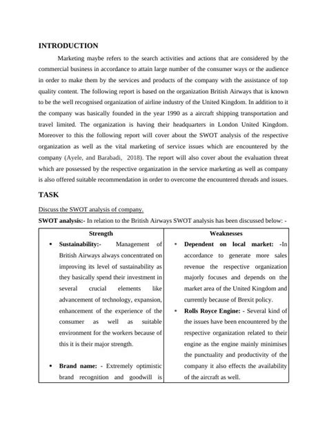 Swot Analysis And Marketing Challenges Of British Airways