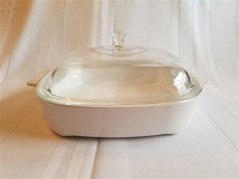 Vintage Corning Ware Just White Microwave Browning Dish With Pyrex Dome