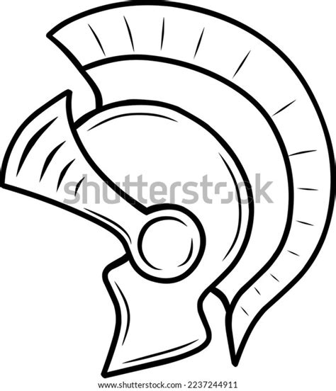 Line Art Gladiator Spartan Helmet Llustration Stock Vector (Royalty ...