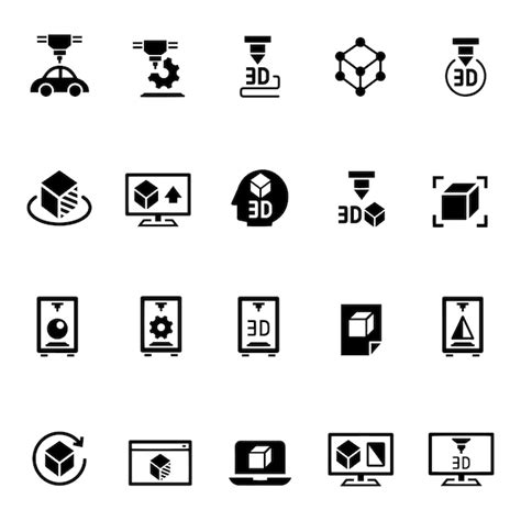 Premium Vector Hand Drawn Vector Drawing 3d Printer Icons Black And