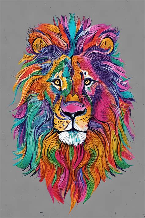 One Colourful Lion S Head Kawaii Chibi Hyper Realistic Intricate