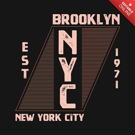 Plantilla de diseño de camiseta con tipografía de Brooklyn y Nueva York