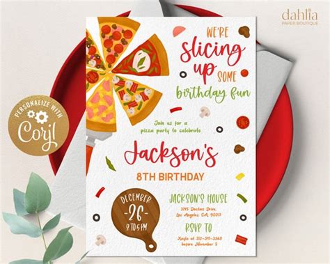 Pizza Party Birthday Invitation Editable Snack Party Invite Etsy