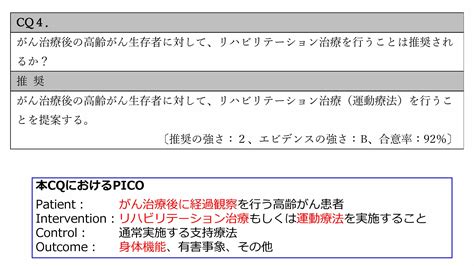 【第3部 ディスカッション】指定発言（1）cq2 4：高齢がん患者におけるリハビリテーション治療