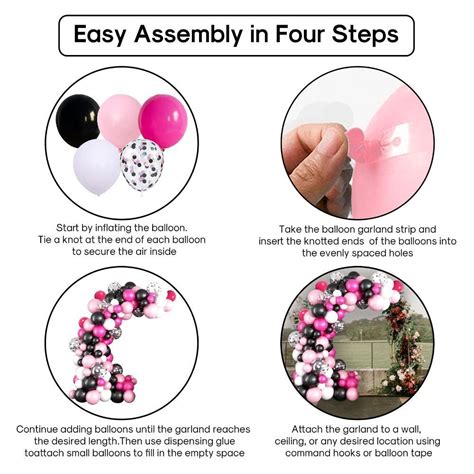 Pink Ballon Garland Kit Schwarz Ballon Bogen Konfetti Latex Ballons