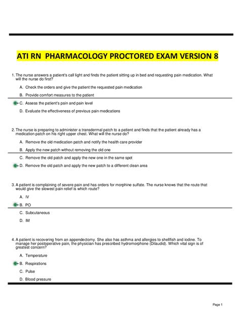 ATI RN Pharmacology Proctored Exam Version 8 Complete Questions