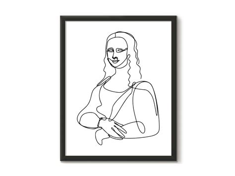 Mona Lisa Line Art, Minimal Printable Wall Art, Single Line Home Decor ...