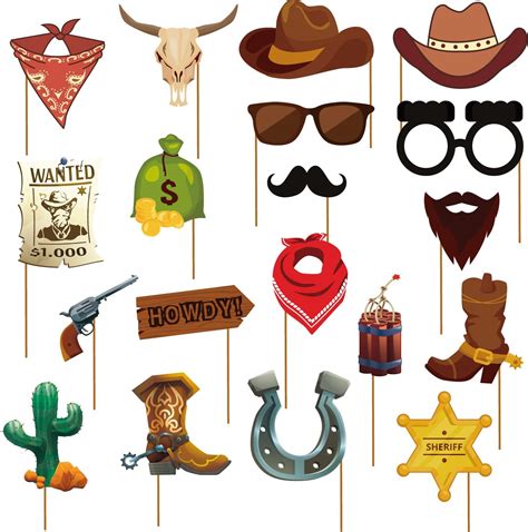 Amazon Pieces West Wanted Photo Booth Prop Kit Cowboy Party