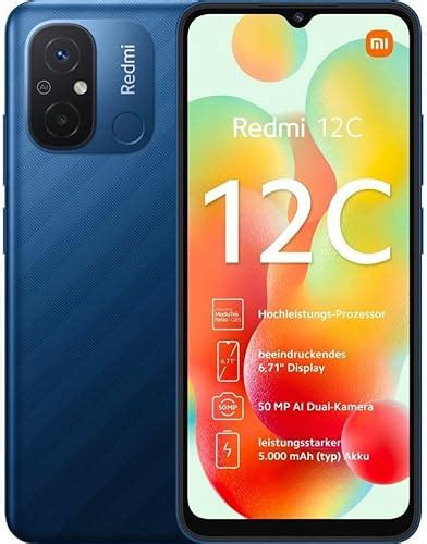 Xiaomi Redmi 12C Dual SIM Smartphone 4GB RAM 128GB ROM Ocean Blue