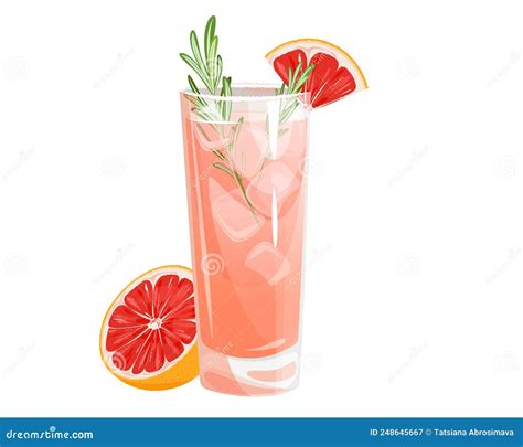 Paloma Summer Cocktail Illustration Alcoholic Classic Bar Drink Hand