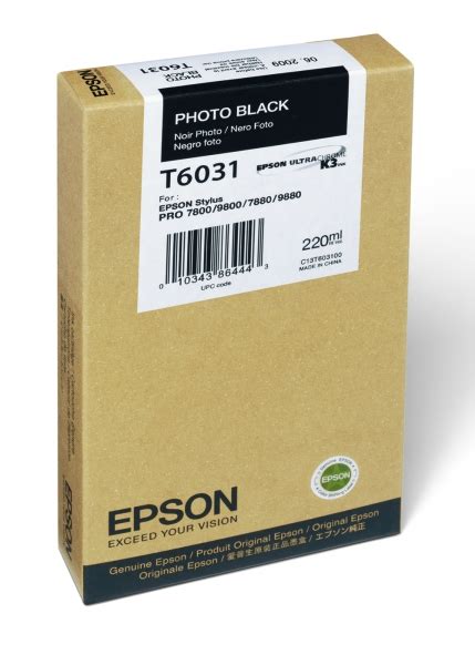 Epson UltraChrome K3 Photo Black Ink Cartridge T603100 For Stylus Pro