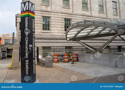 Sign And Marker For The Gallery Place Chinatown Metro Station Entrance