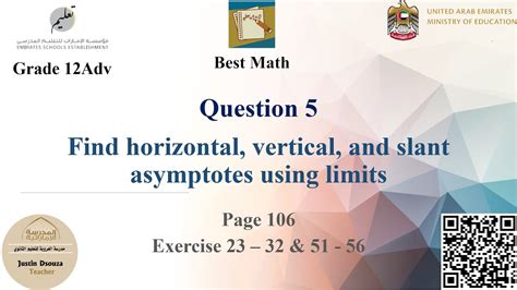 G12a Question 5 Find Horizontal Vertical And Slant Asymptotes Using