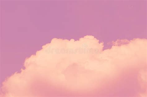 Vintage Tone Pink Sky Background With White Clouds Fantasy Big Cloud