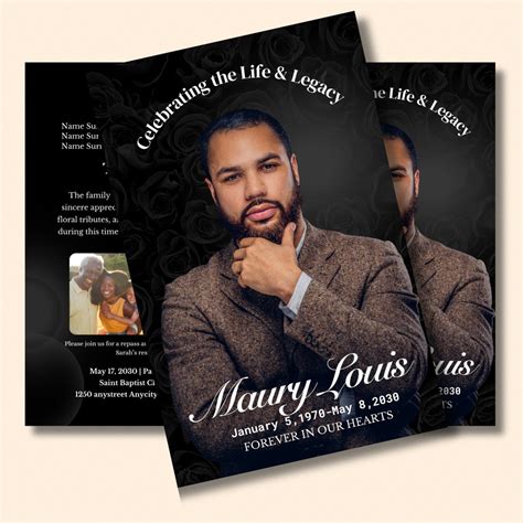 Funeral Program Template For Man Masculine Funeral Program Celebration Of Life Keepsake Classy