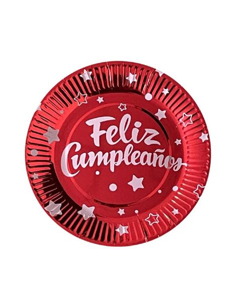 Platos Metalizado Feliz Cumpleaños x 6 Línea Metalizado Cotillón