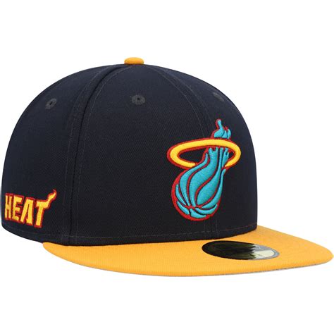 Miami Heat New Era Midnight 59FIFTY Fitted Hat - Navy/Yellow