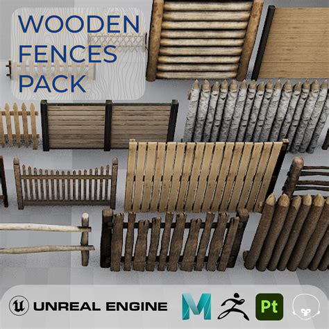 Artstation Wooden Fence 3d Game Ready Pack