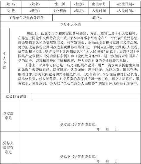 中国共产党员民主评议表word文档在线阅读与下载无忧文档