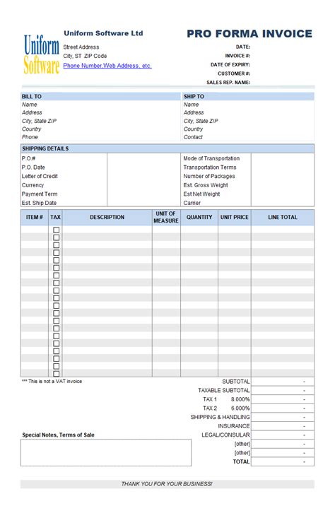 10 Proforma Invoice Templates