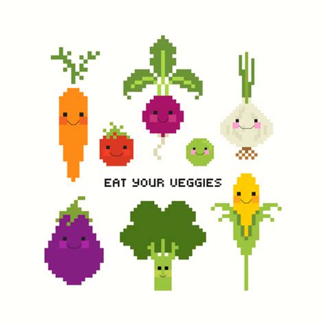 Cute Vegetables Pixel Art Vector Set Vector Art At Vecteezy