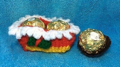 Knitting Pattern Christmas Santa Sleigh Chocolate Cover Ferrero