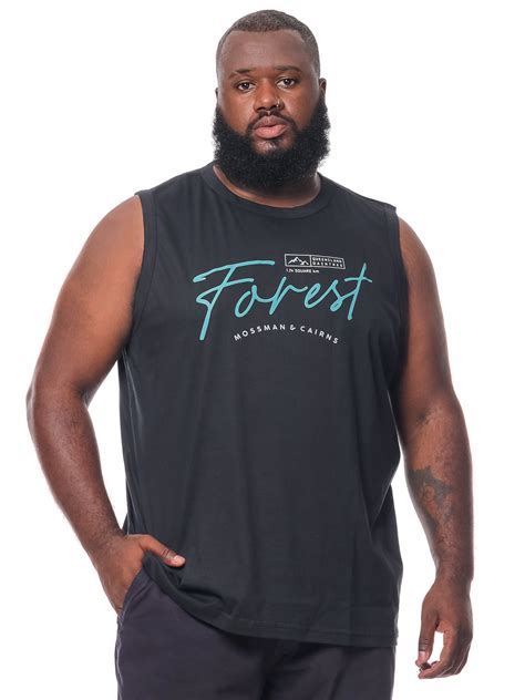 Regata Plus Size Masculina Machão Estampa Forest Preta