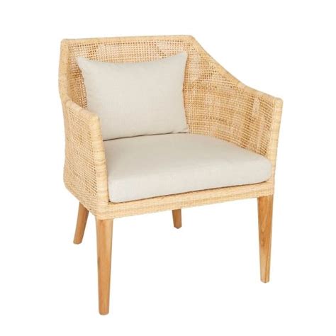 Fauteuil En Teck Et Cannage Beige Kok Maison Mr Scandinave