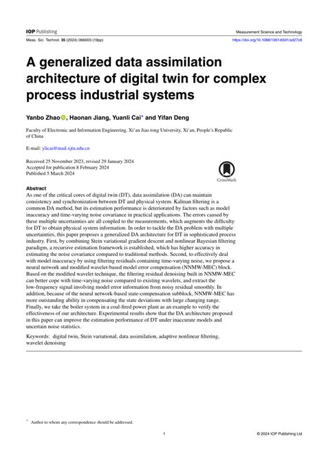 A Generalized Data Assimilation Architecture Of Digital Twin For