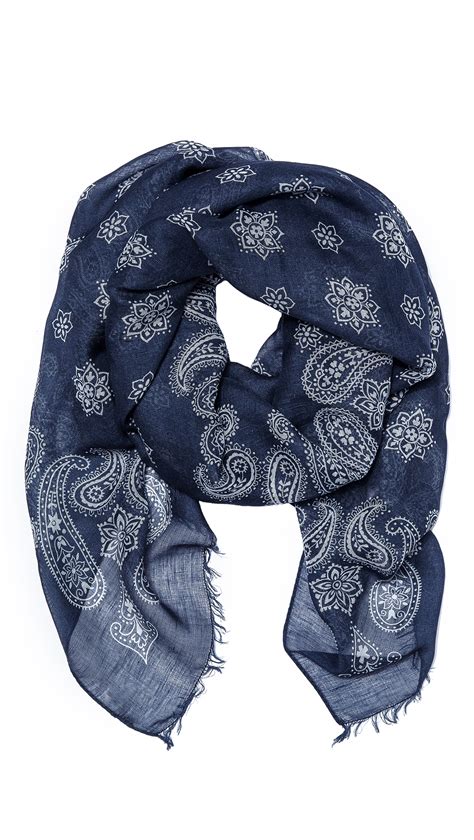 Drakes Bandana Print Scarf In Blue For Men Navy White Lyst