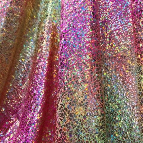 4 Way Stretch Metallic Pebbles Hologram Spandex Fabric Pink Etsy