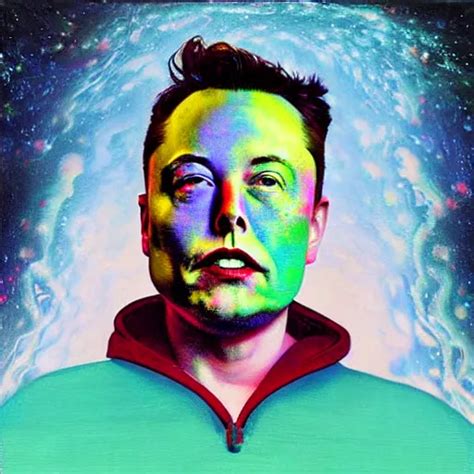 Surrealist Portrait Painting Of Elon Musk S Acid Trip Stable