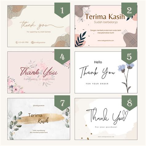 Jual Pcs Thank You Card Custom Thank You Card Online Shop Kartu