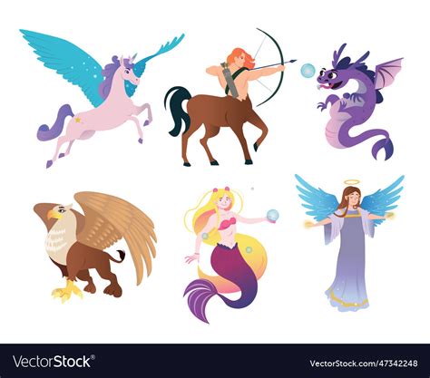 Ancient greek monsters flat Royalty Free Vector Image