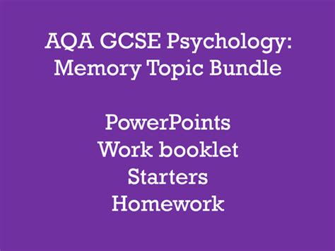 Aqa Gcse Psychology Memory Topic Bundle Teaching Resources