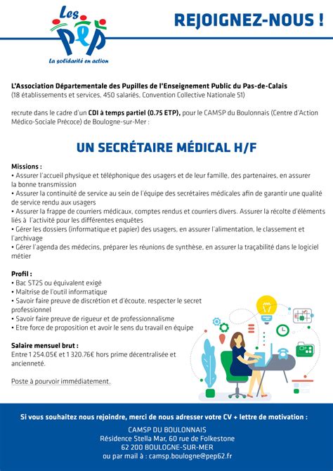 UN SECRÉTAIRE MÉDICAL H F BOULOGNE SUR MER PEP62