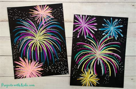 Festive Chalk Pastel Fireworks Art Project Fireworks Art Kids Art