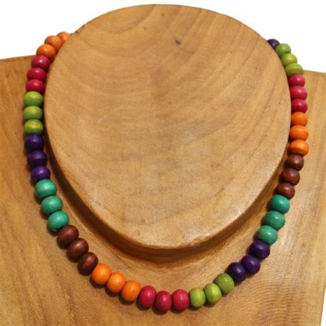 Collier Bois Mélange De Perles Multicolore Collier En Bois Original