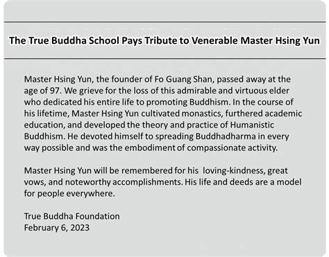 In Memory Of Master Hsing Yun 真佛宗tbsn